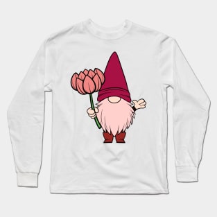 Gnome Holding a Flower Long Sleeve T-Shirt